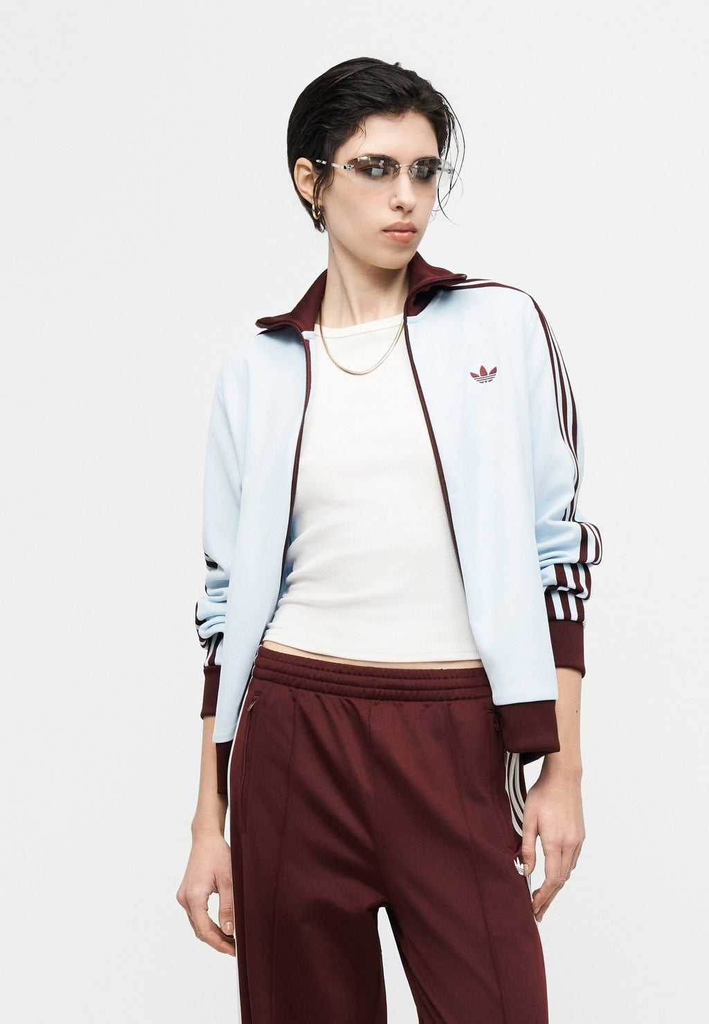 CLASSIC TT - Zip-up sweatshirt - crystal sky/maroon