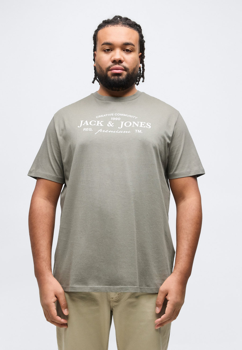 Plus Size - Print T-shirt - smokey olive