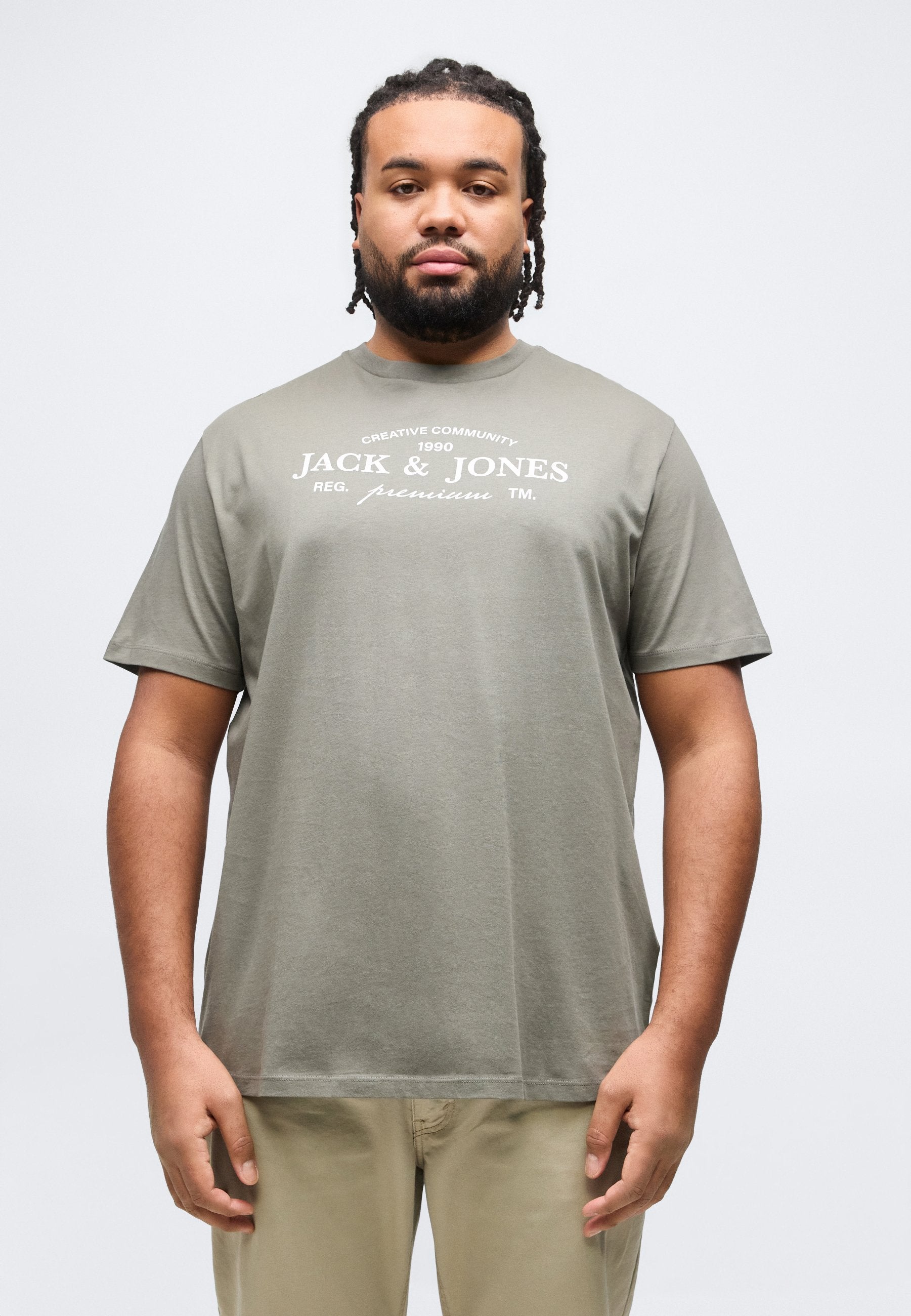 Plus Size - Print T-shirt - smokey olive