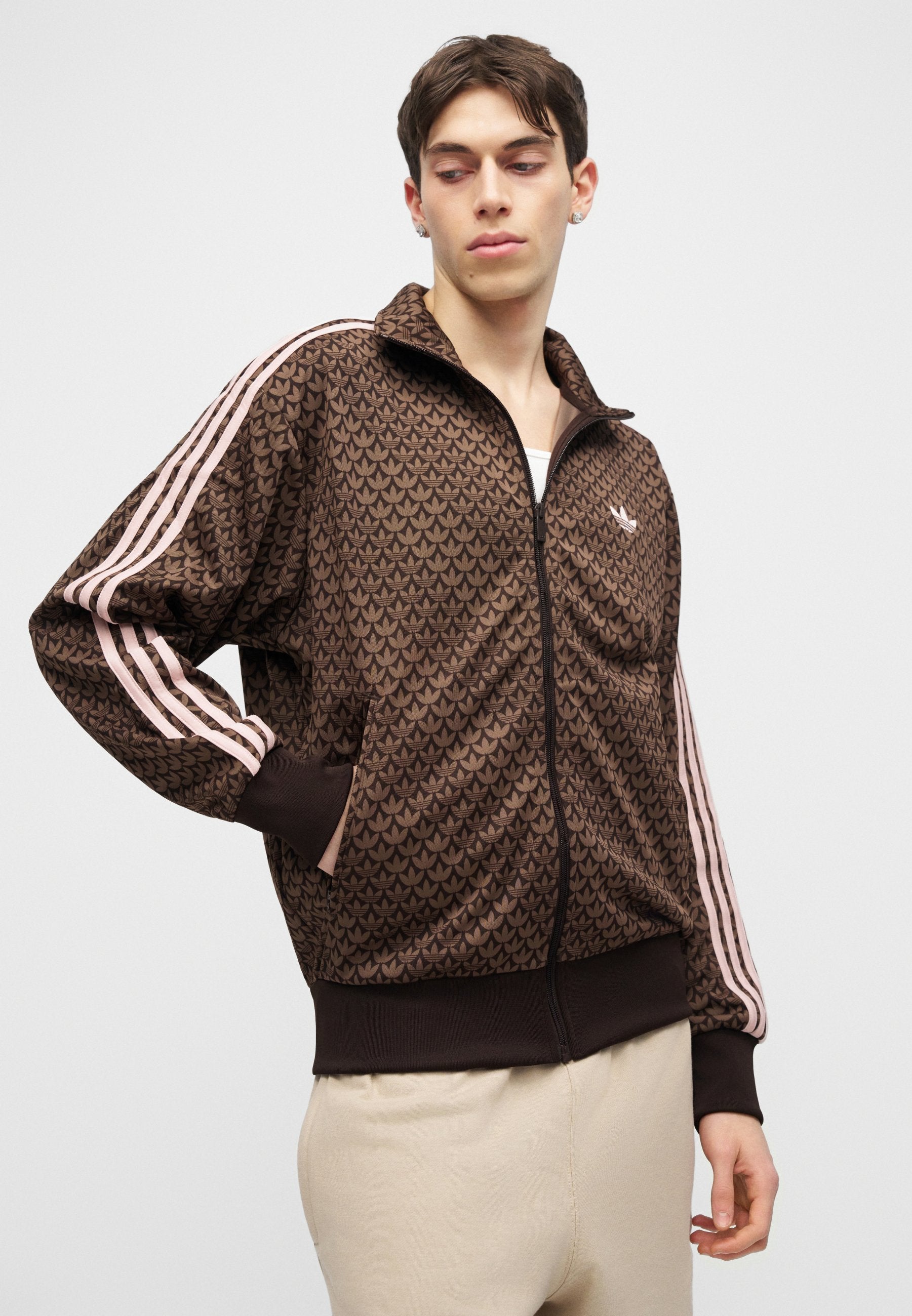 FIREBIRD MONOGRAM - Zip-up sweatshirt - aurora coffee/earth strata/sandy pink