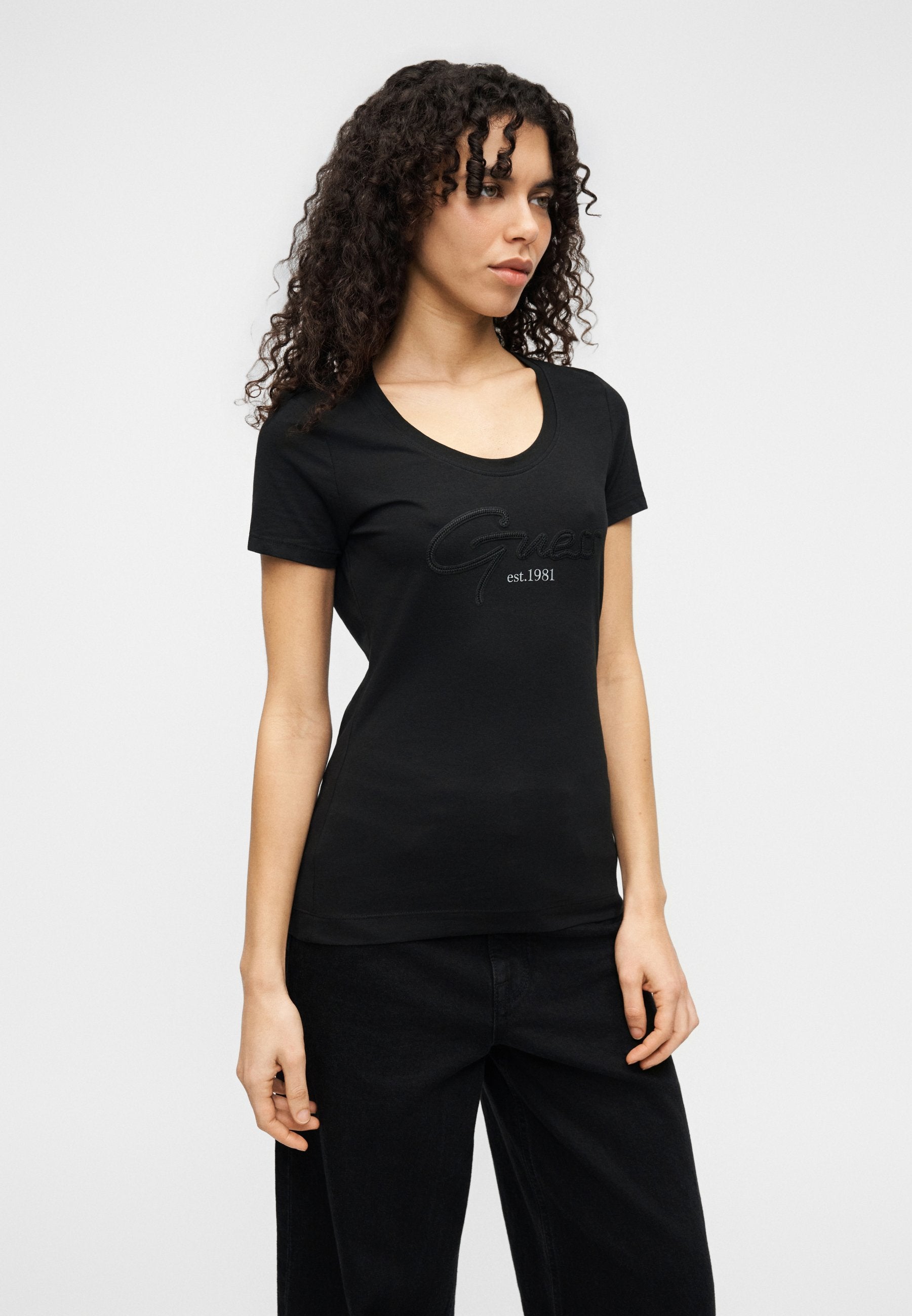 SCRIPT TEE - Print T-shirt - jet black