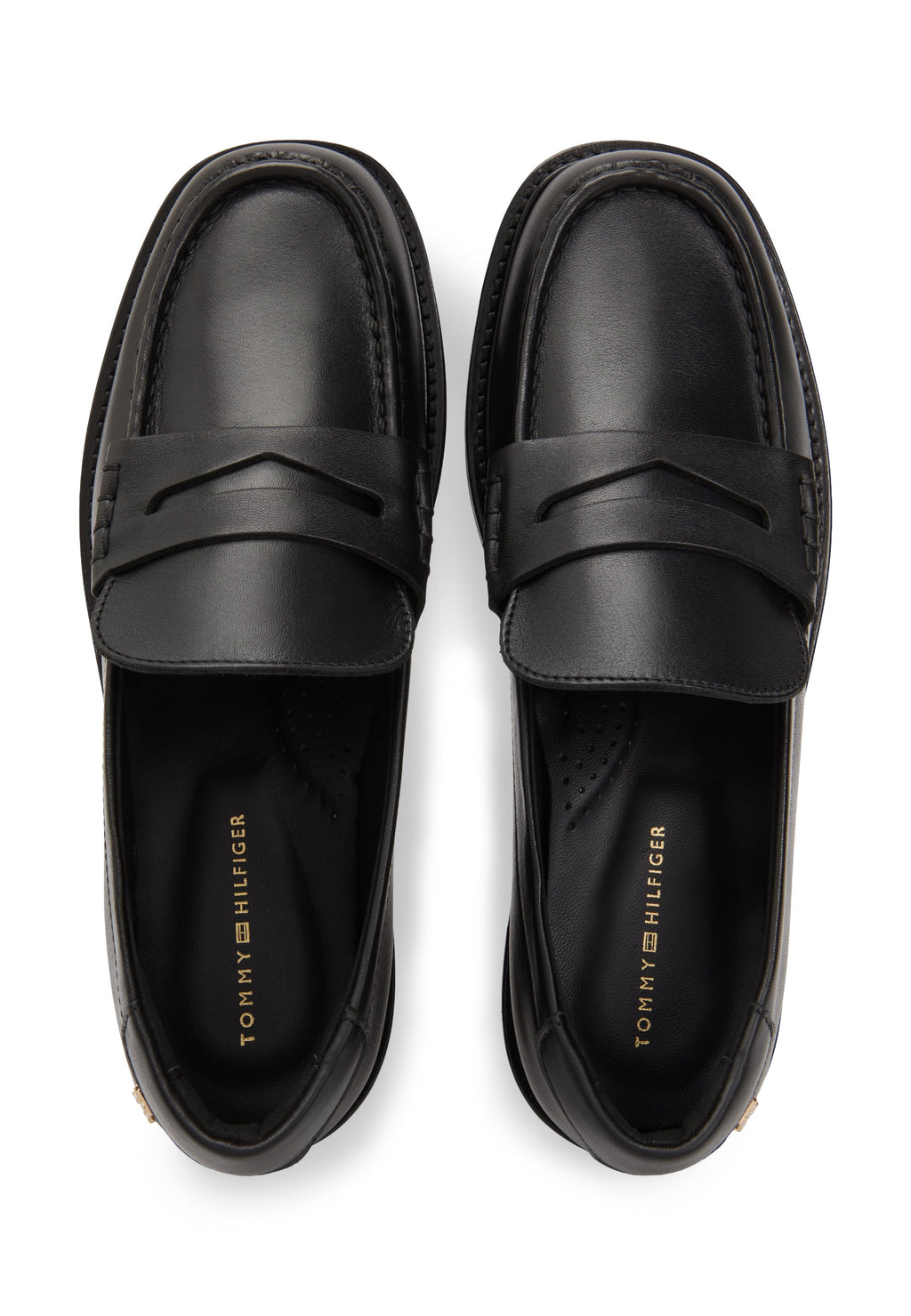 LEATHER CHUNKY PENNY LOAFERS - Slip-ons - black