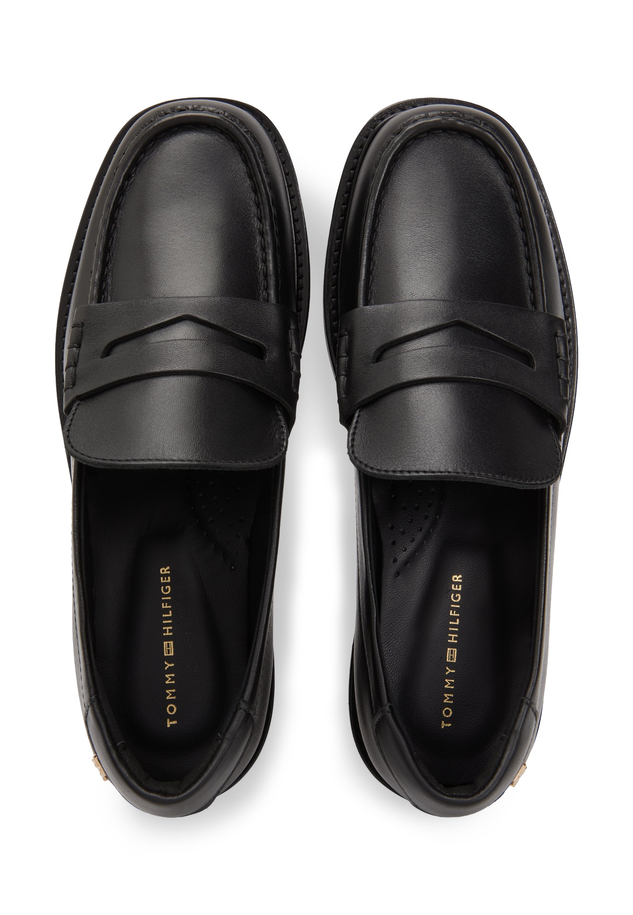 LEATHER CHUNKY PENNY LOAFERS - Slip-ons - black