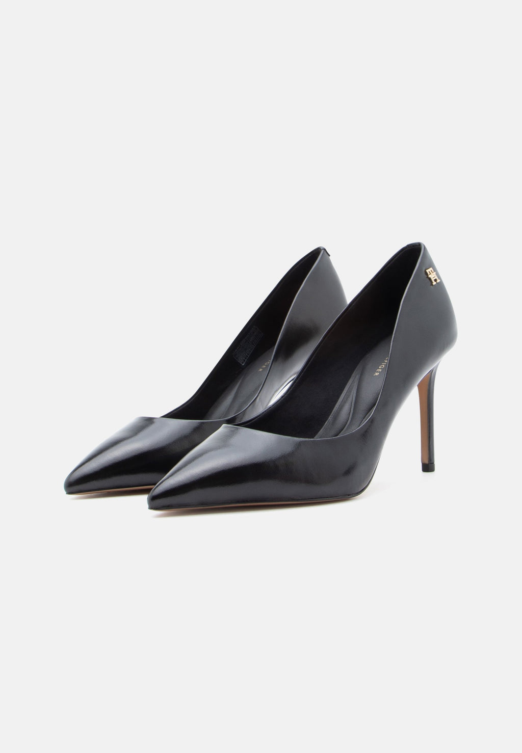 LEATHER POINTED TOE STILETTO HEELS - High heels - black