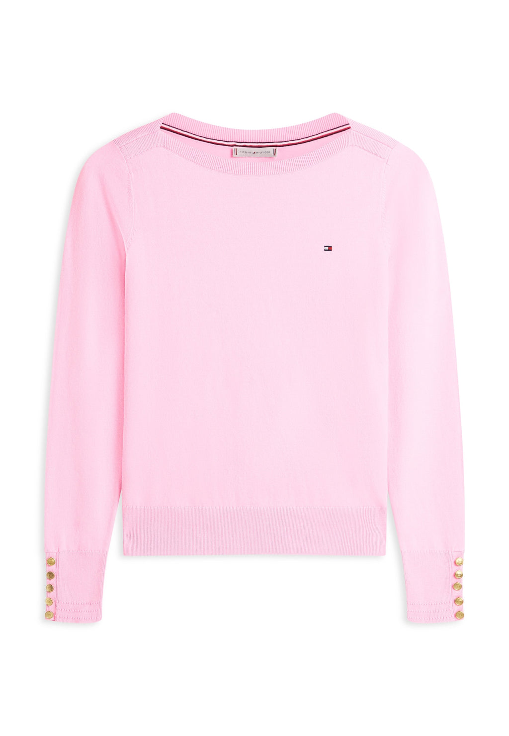 GOLD-TONE BUTTON JERSEY BOAT NECK JUMPER - Jumper - rose petal