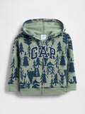 BABYGAP RELAXED LOGO PRINT ZIP HOODIE - Zip-up sweatshirt - gasoline green