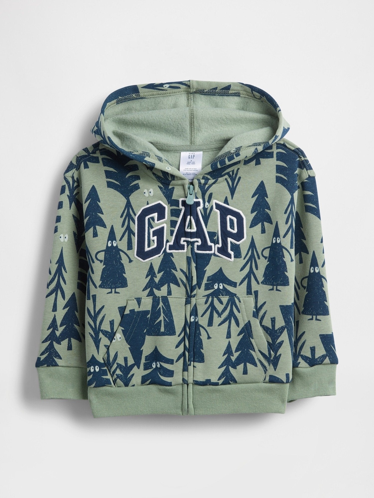 BABYGAP RELAXED LOGO PRINT ZIP HOODIE - Zip-up sweatshirt - gasoline green