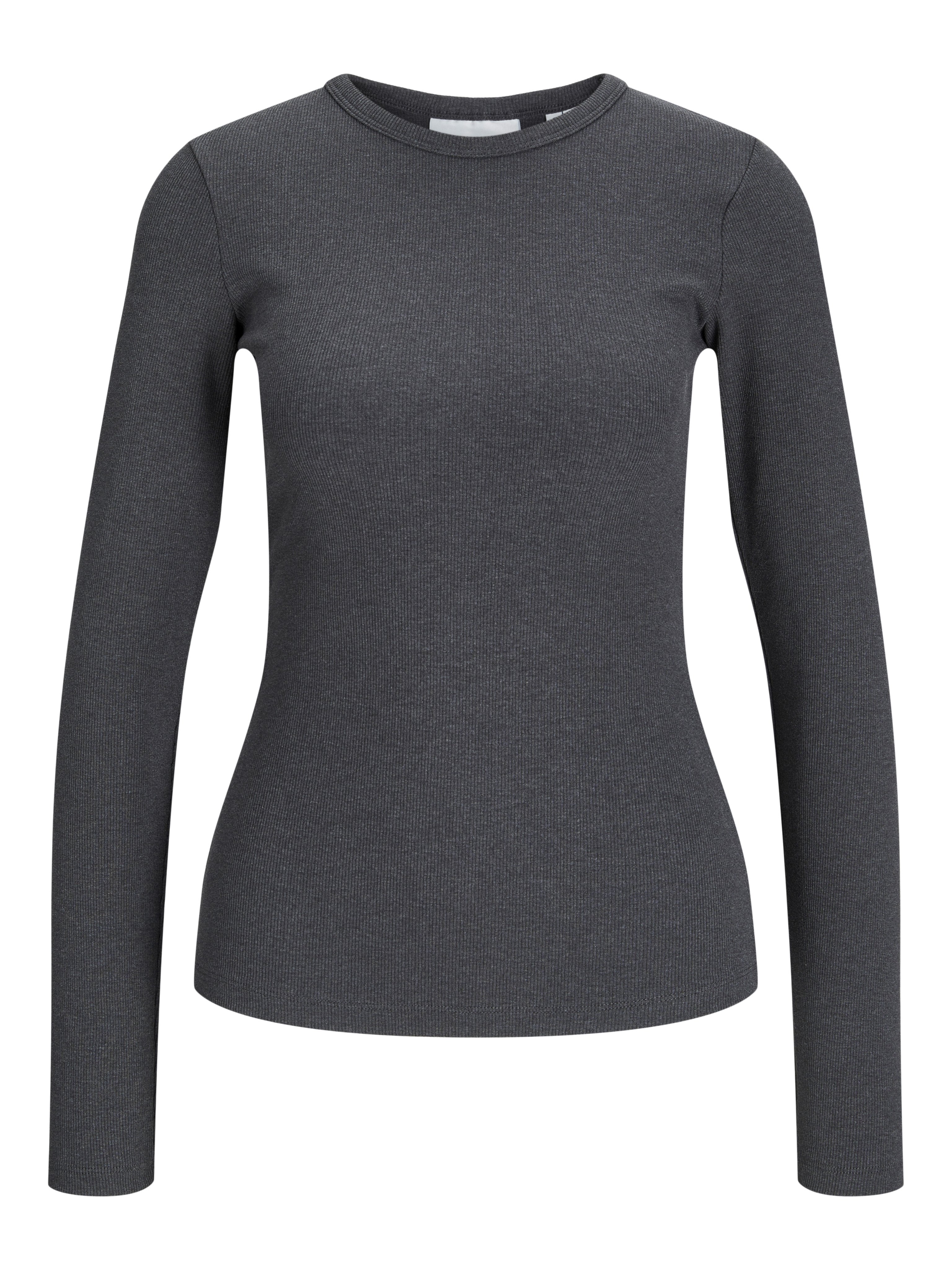 JXFREYA STR LS RIB TEE - Long sleeved top - dark grey