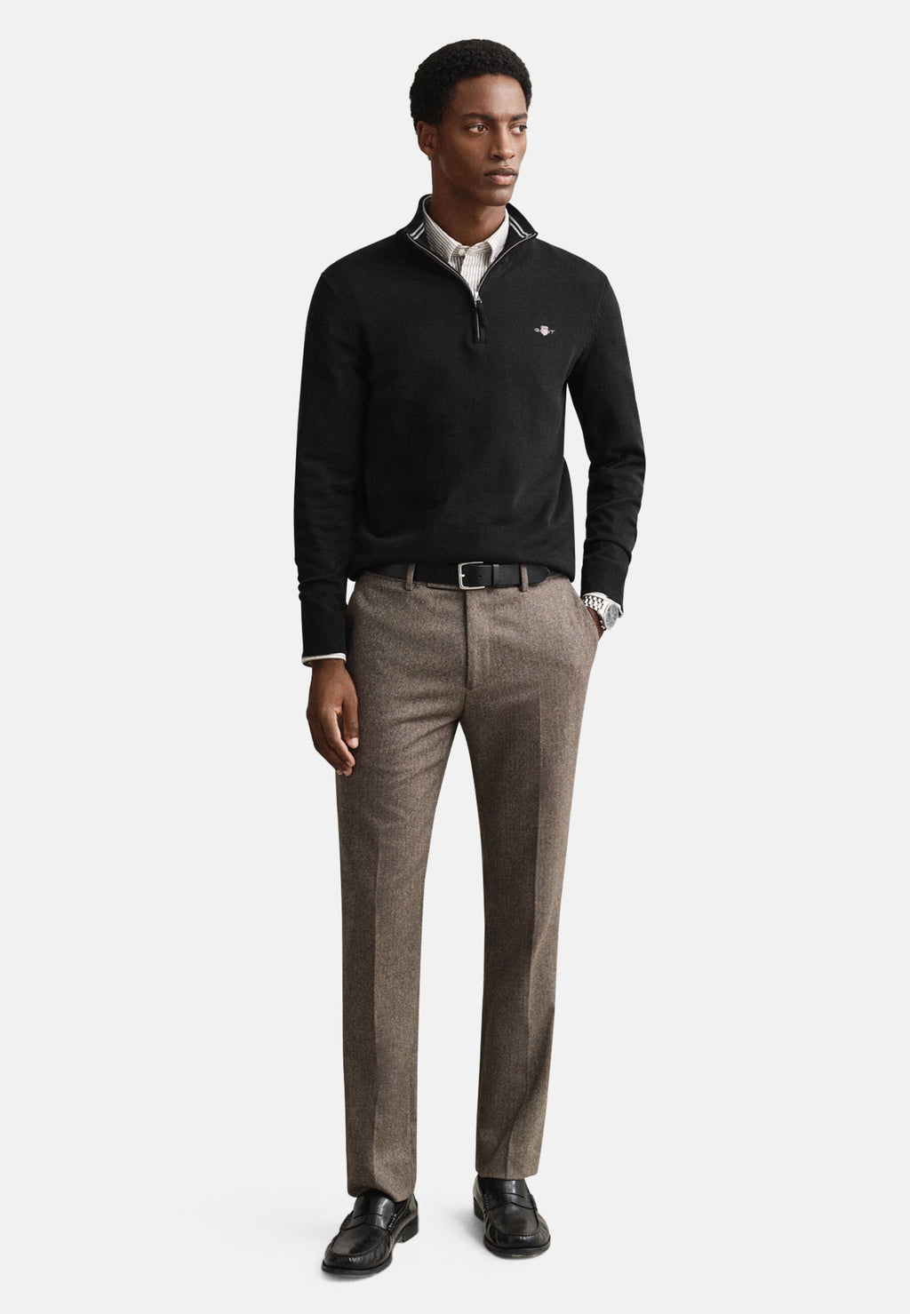 CLASSIC COTTON HALF ZIP - Jumper - black