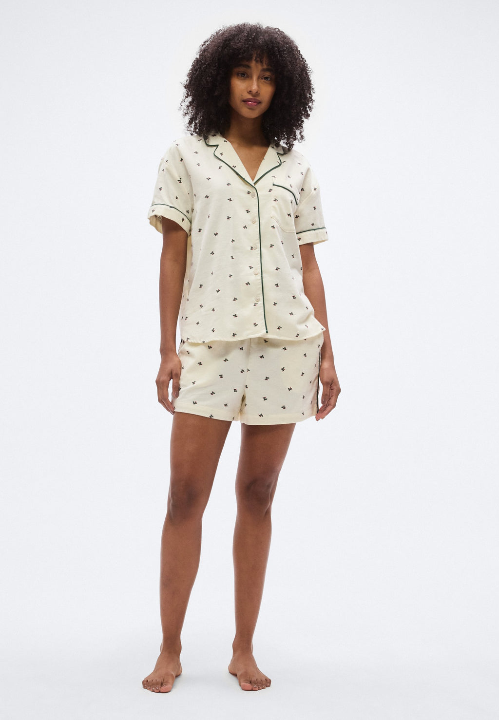 SHORT PJ - Pyjama set - off-white/green