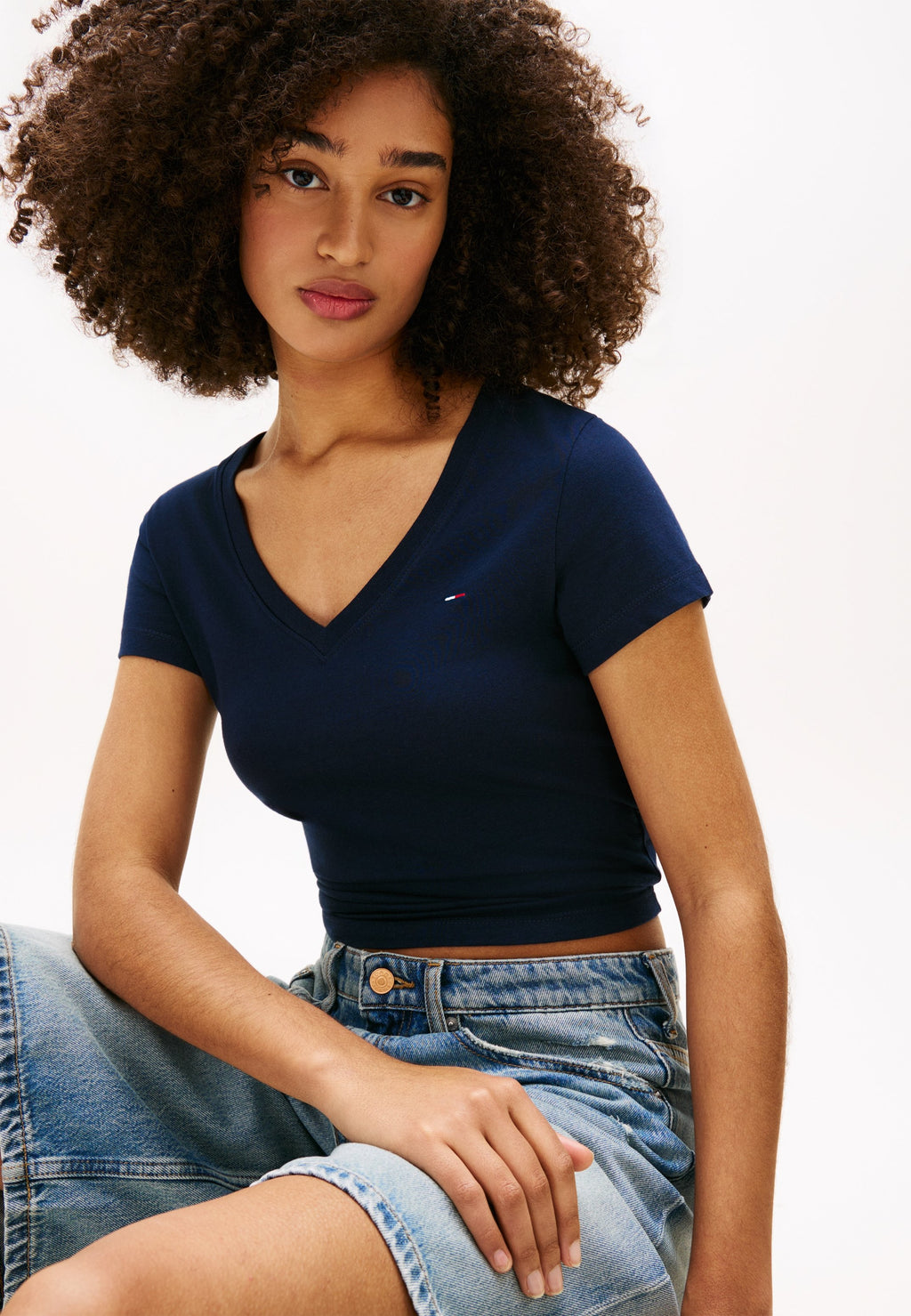 3-PACK JERSEY V-NECK T-SHIRTS - Basic T-shirt - black/ecru/dark night navy