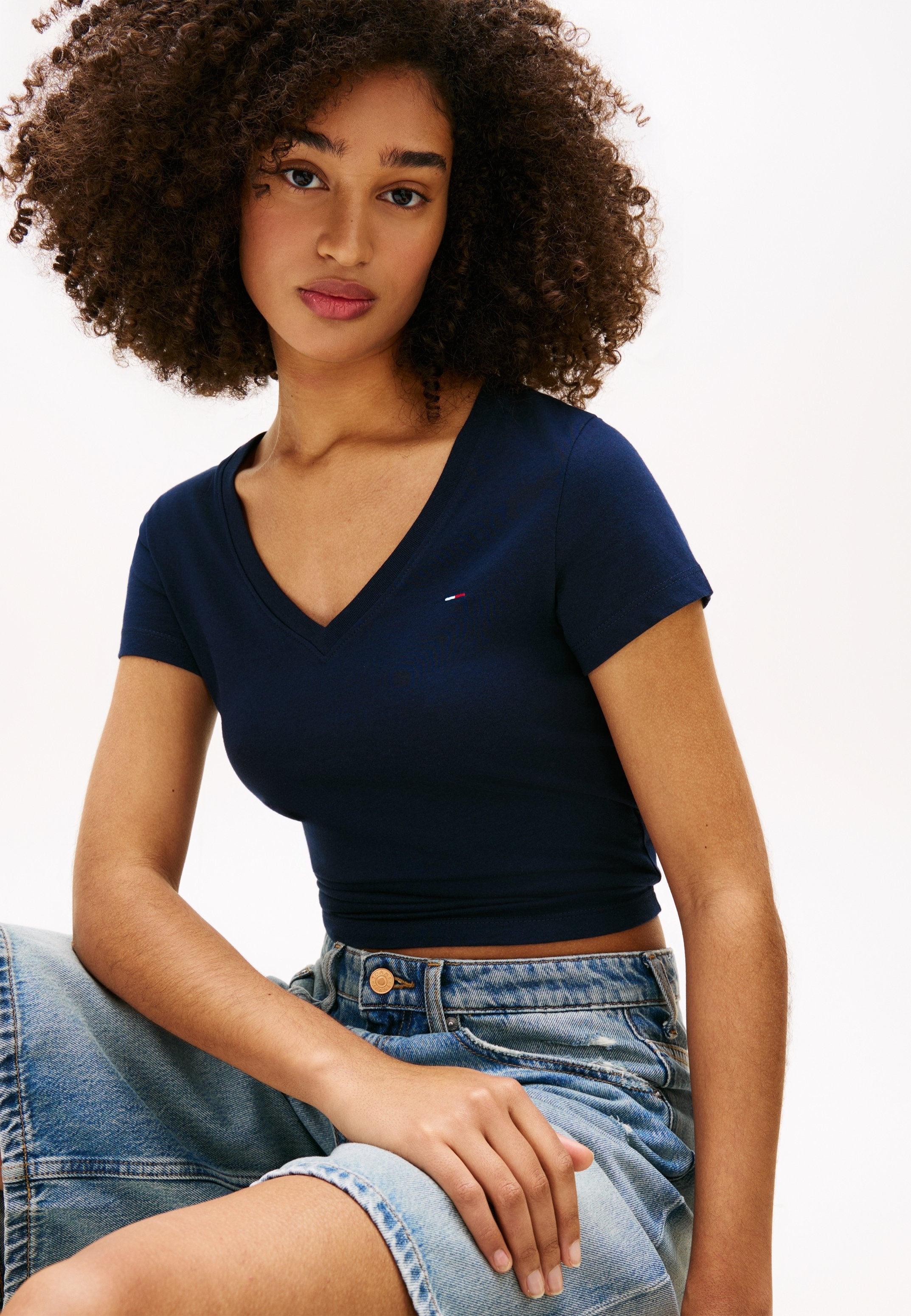 3-PACK JERSEY V-NECK T-SHIRTS - Basic T-shirt - black/ecru/dark night navy
