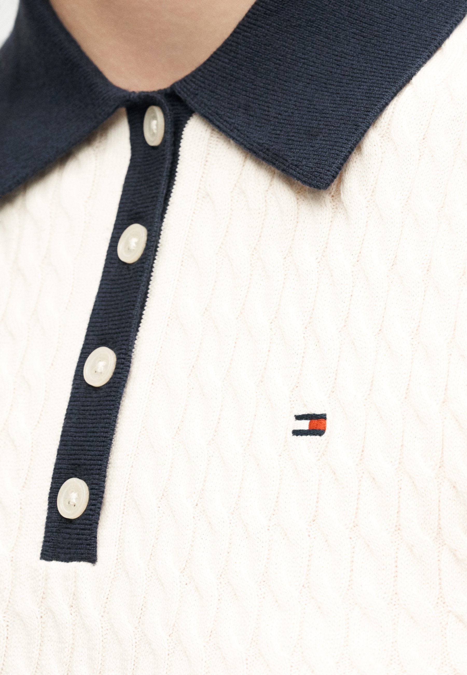 FINE CABLE SLEEVELESS  - Polo shirt - ivory petal