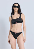 HERITAGE CHEEKY PRINT - Bikini bottoms - black