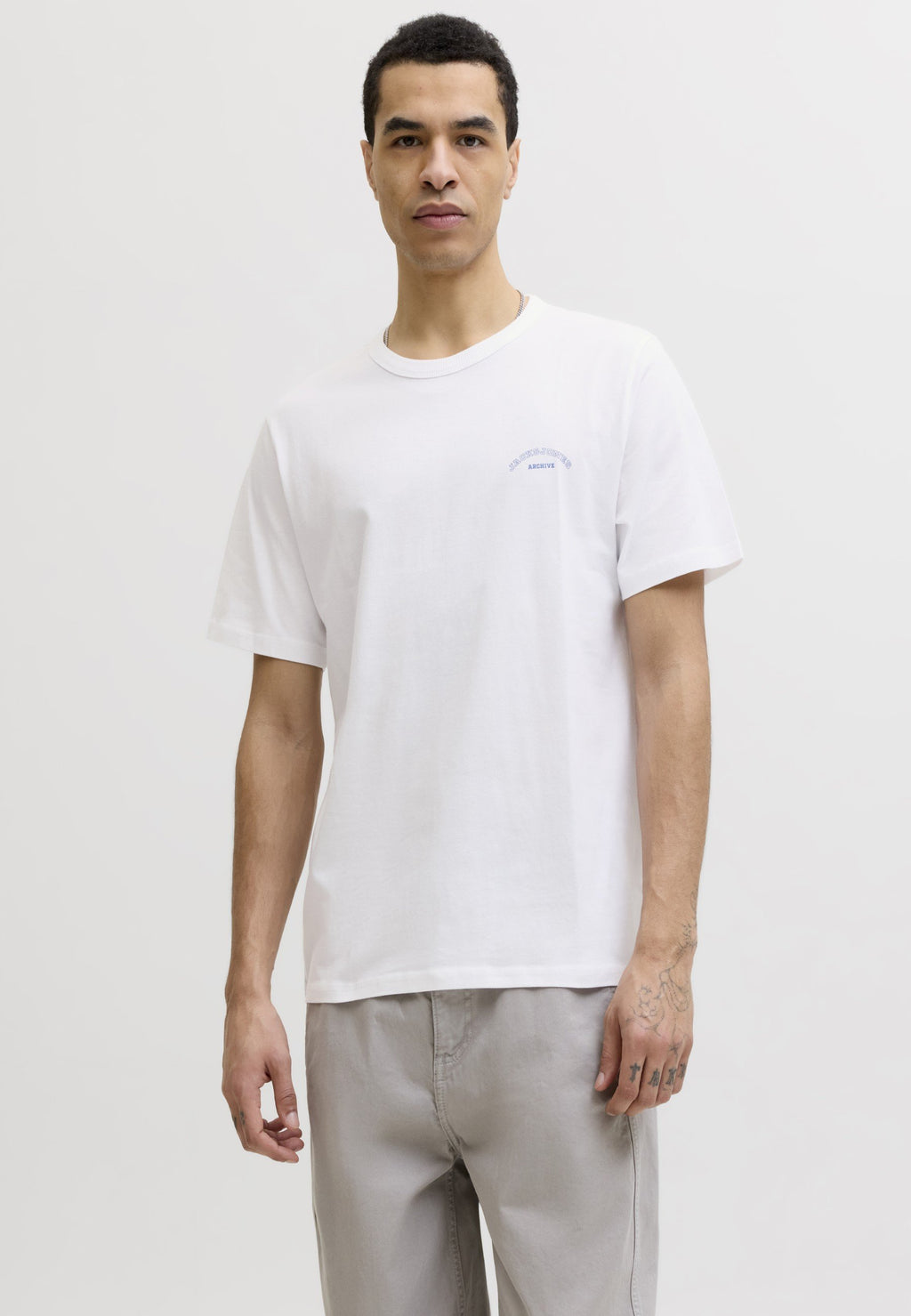 JJCOLLEGE LOGO TEE CREW NECK 3'LÜ PAKET - Basic tişört - mineral mavisi/parlak beyaz/siyah