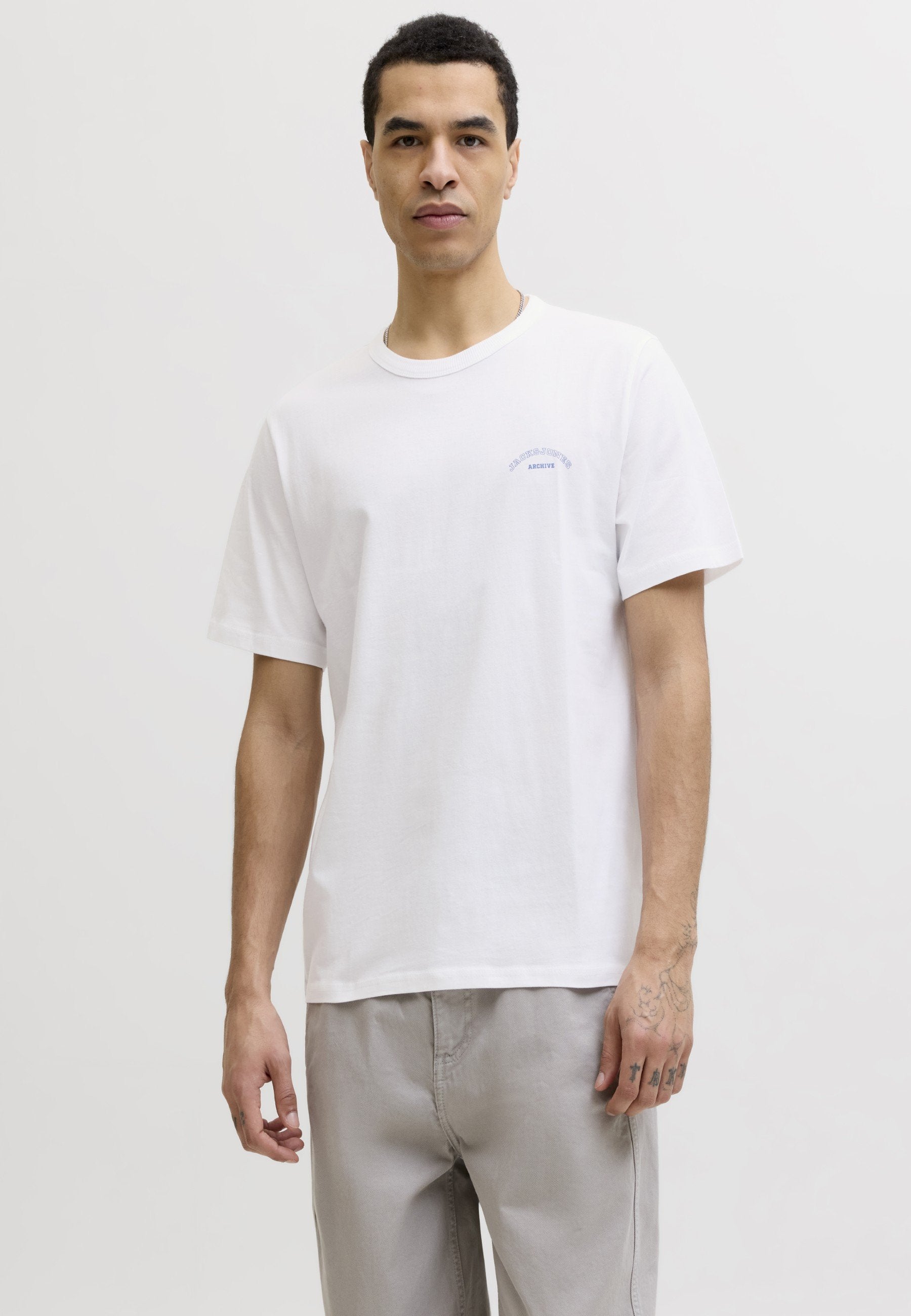 JJCOLLEGE LOGO TEE CREW NECK 3'LÜ PAKET - Basic tişört - mineral mavisi/parlak beyaz/siyah