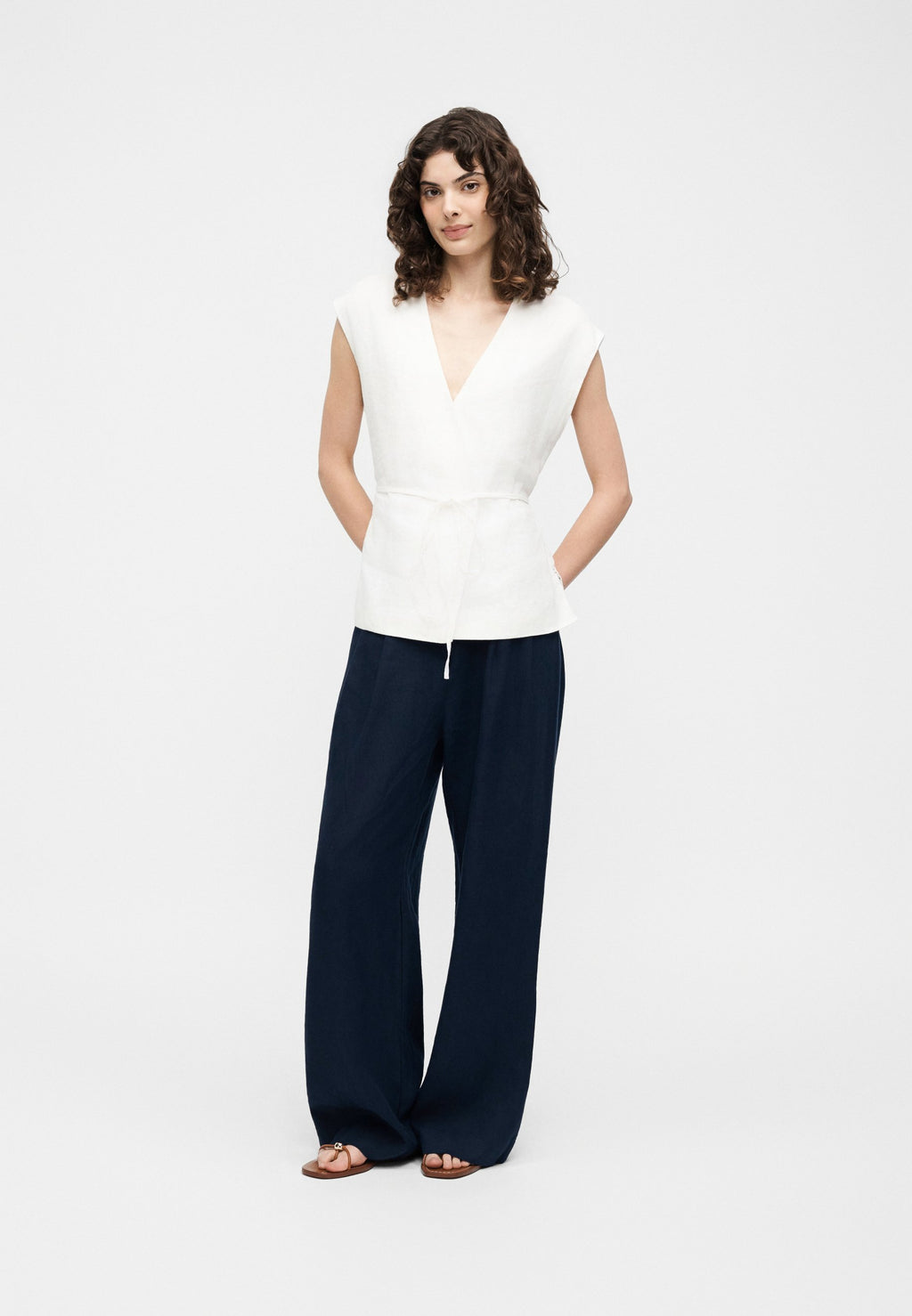 TAILORED WIDE LEG - Trousers - dark night navy