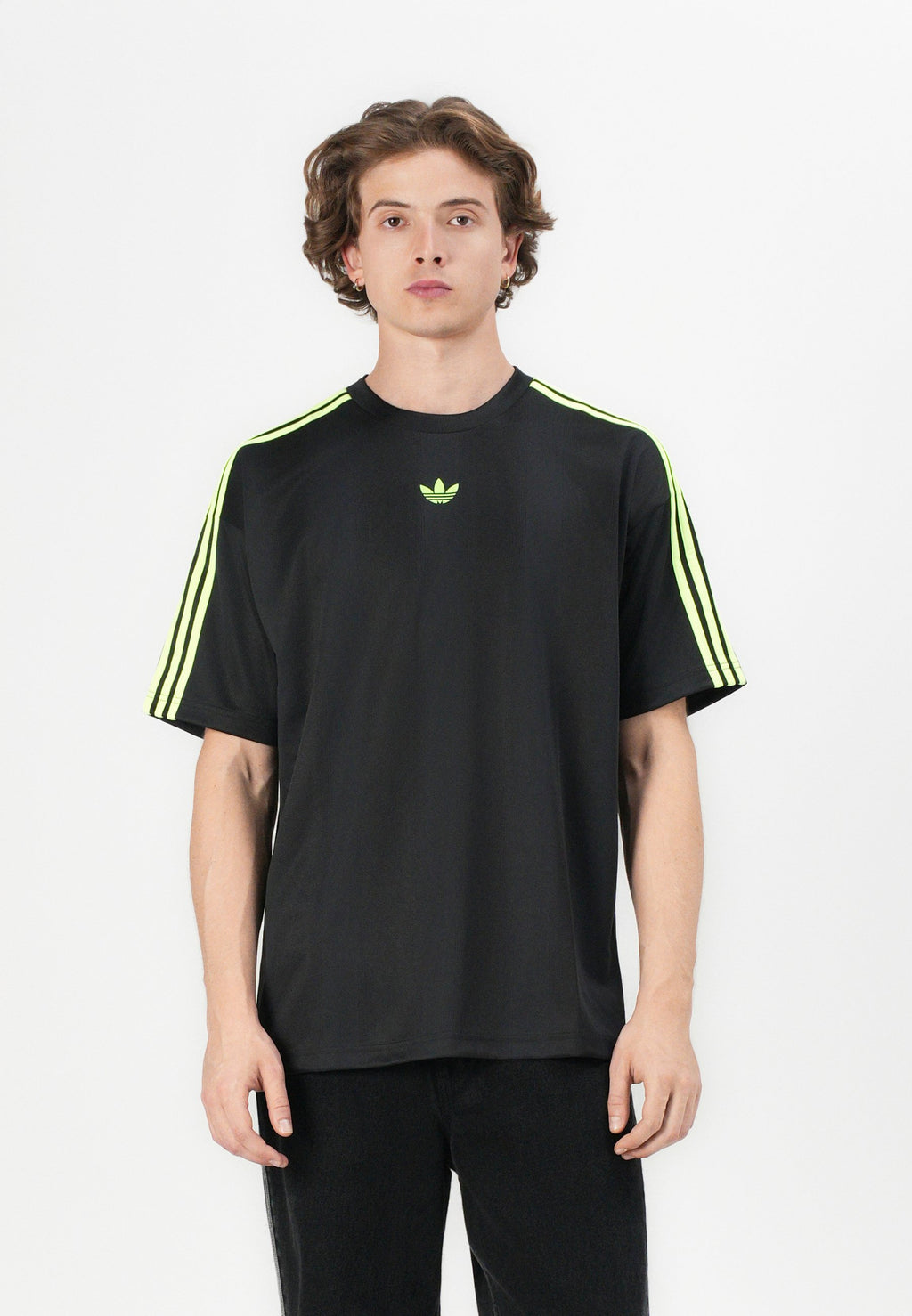 JACQUARD JERSEY - Print T-shirt - black/signal green