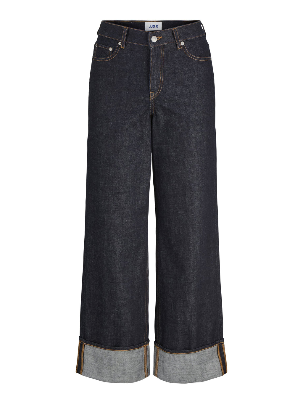 Wide-fit JXTOKYO VEGA WIDE HW FOLD UP R269 DNM - Wide Leg - dark blue denim