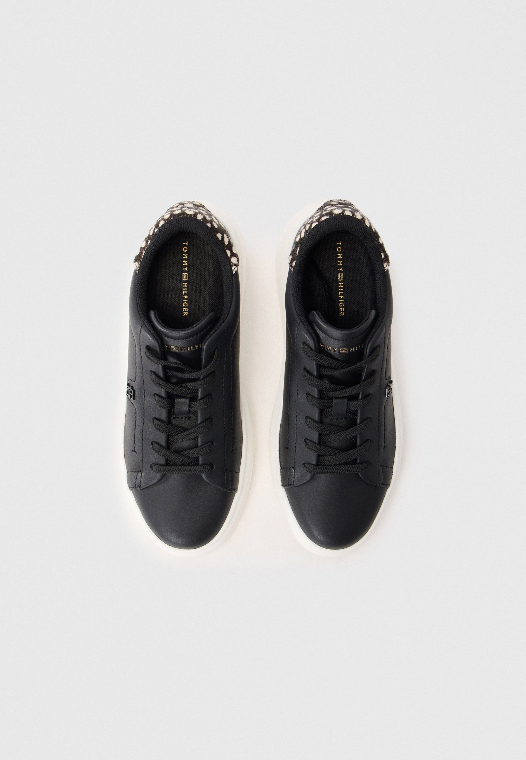 SNOW LEOPARD HEEL LEATHER PLATFORM TRAINERS - Trainers - black