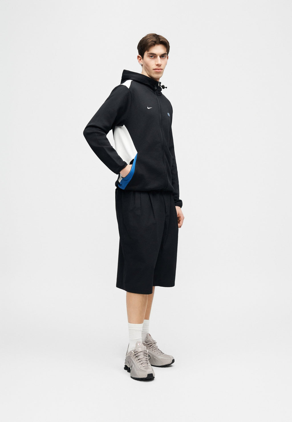 HOODIE SHOX - Zip-up sweatshirt - black/white/game royal