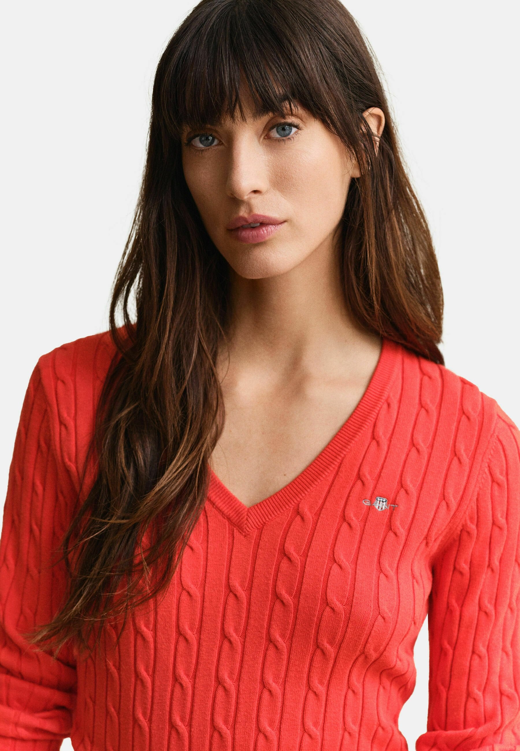 STRETCH CABLE V-NECK - Jumper - perfect red