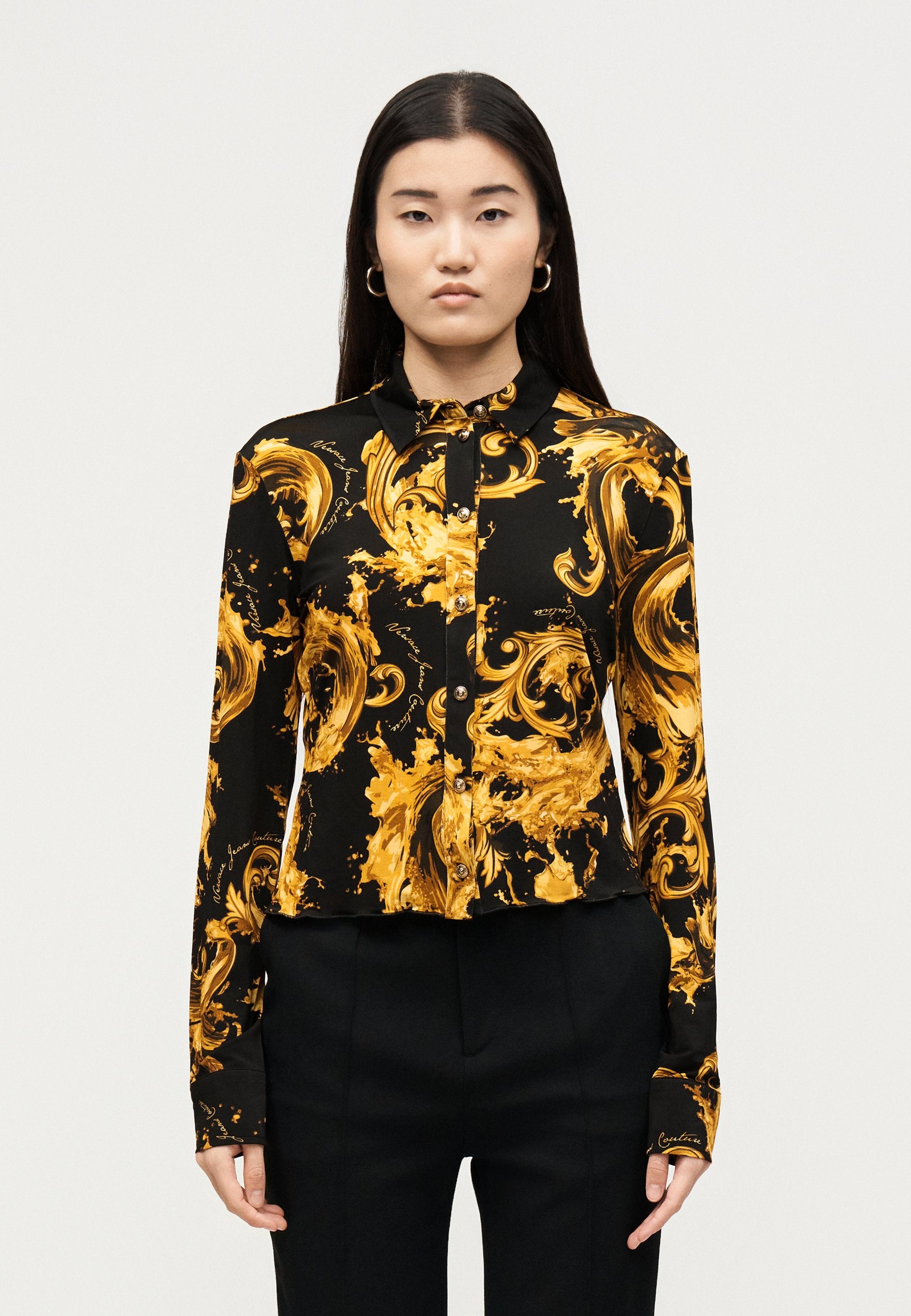 Button-down blouse - black/gold-coloured