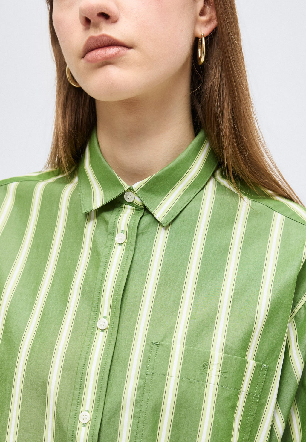 Button-down blouse - lamb's lettuce/birch/white/black