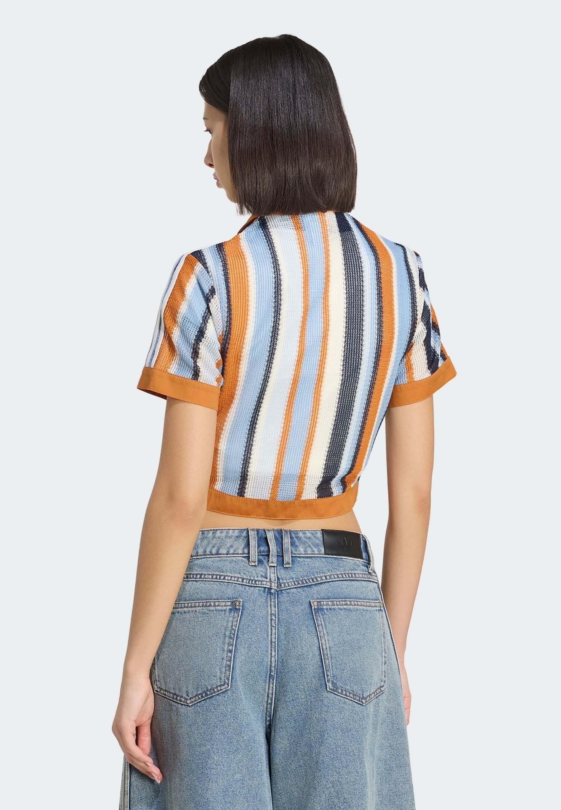 SUMMER GLOW STRIPED CROPPED - Button-down blouse - rustic orange