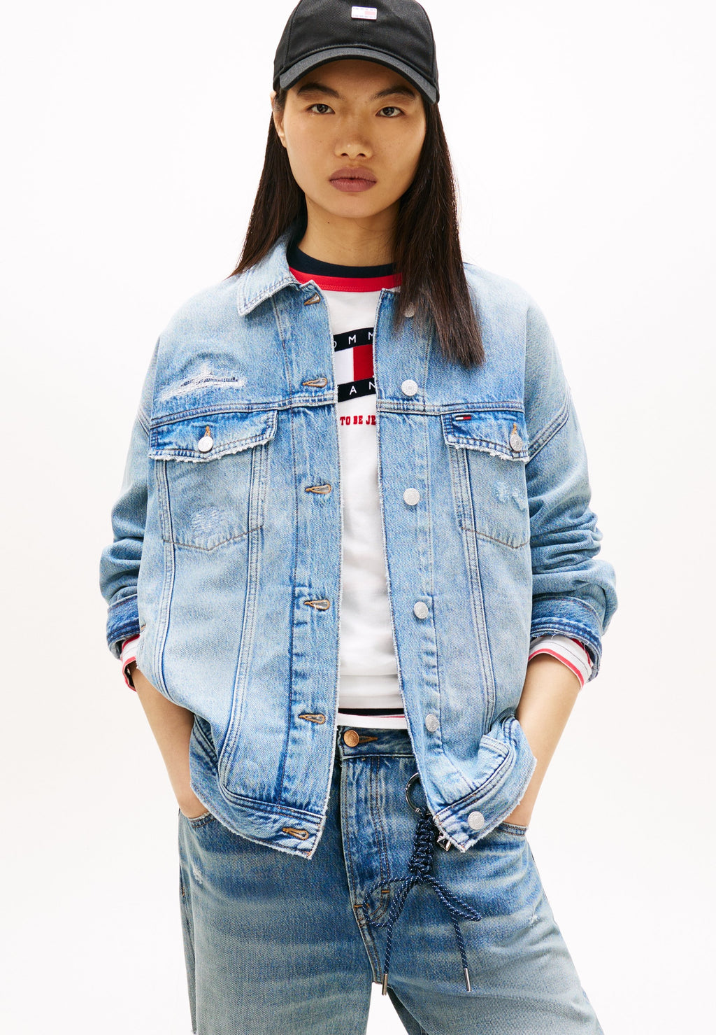 DISTRESSED OVERSIZED DENIM TRUCKER JACKET - Denim jacket - denim light