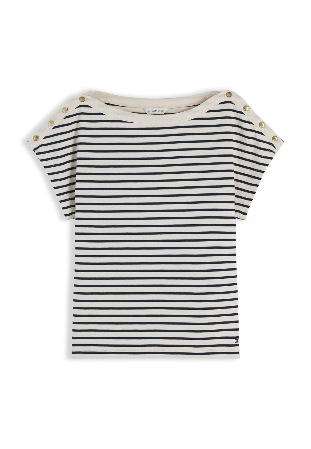 TEE COL BATEAU - T-shirt imprimé - calicot/bleu nuit foncé