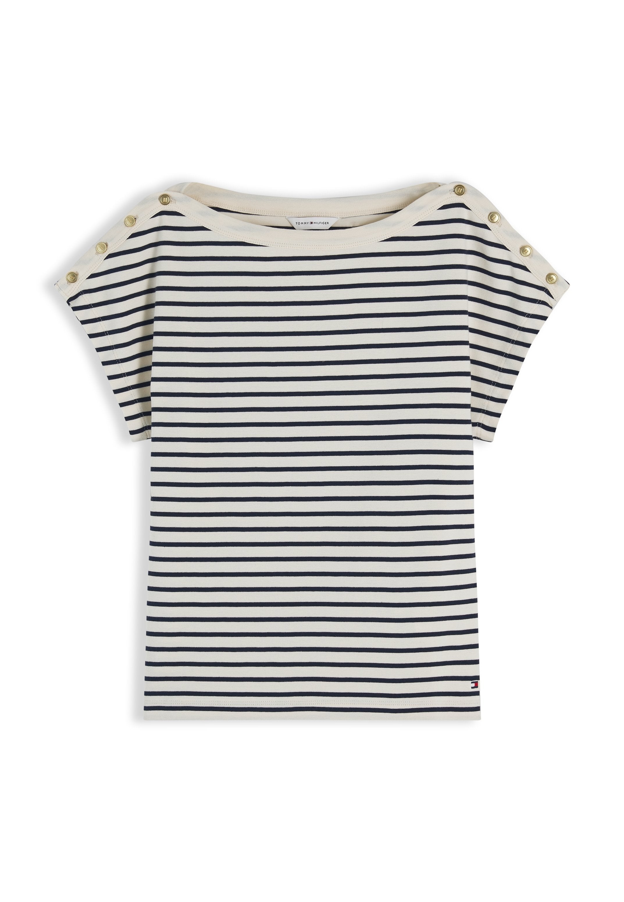 TEE COL BATEAU - T-shirt imprimé - calicot/bleu nuit foncé