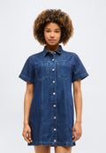 SHANK FRONT SHIRTDRESS - Denim dress - dark wash