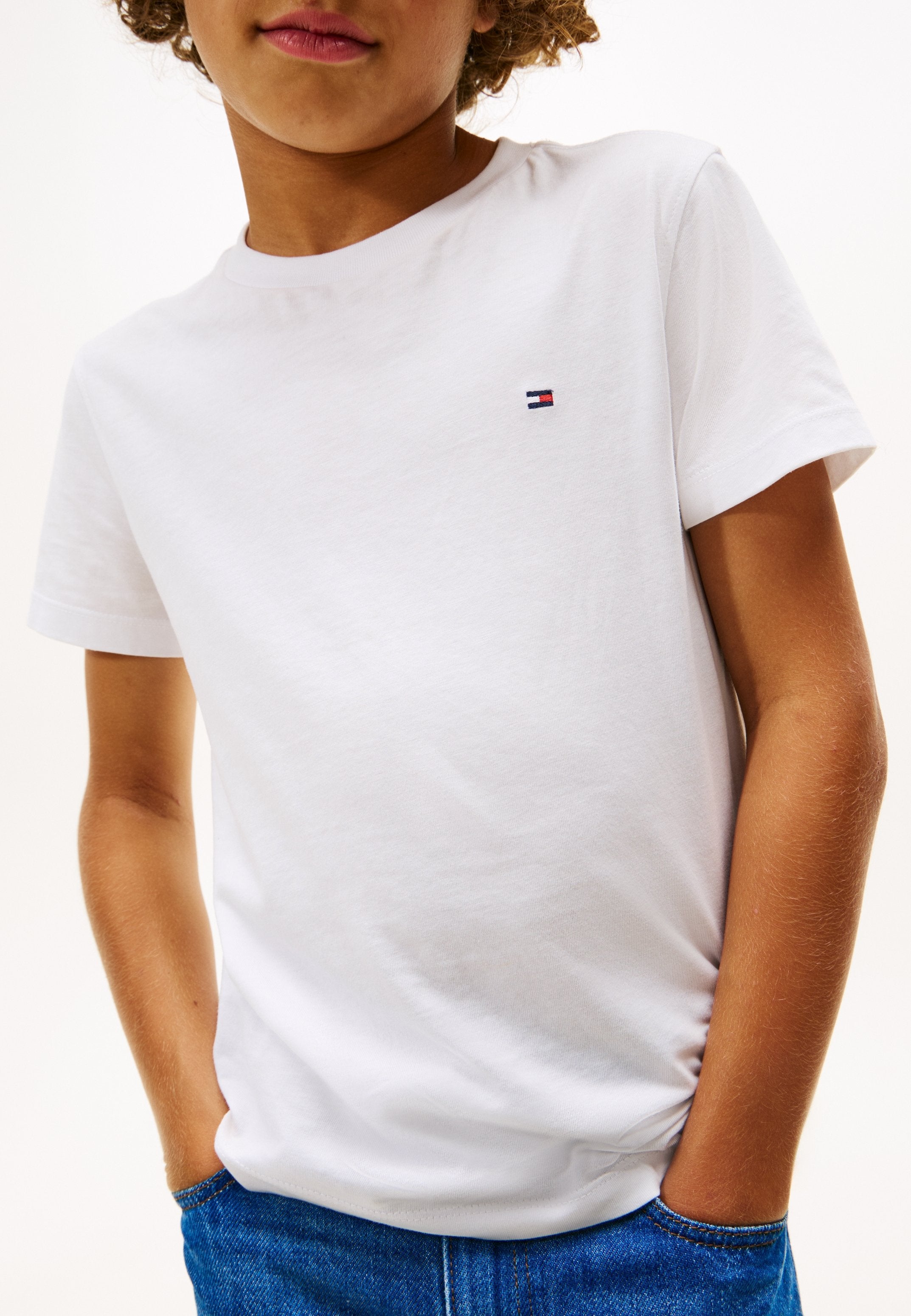 ESSENTIAL FLAG EMBROIDERY CREW NECK T-SHIRT - Basic T-shirt - white