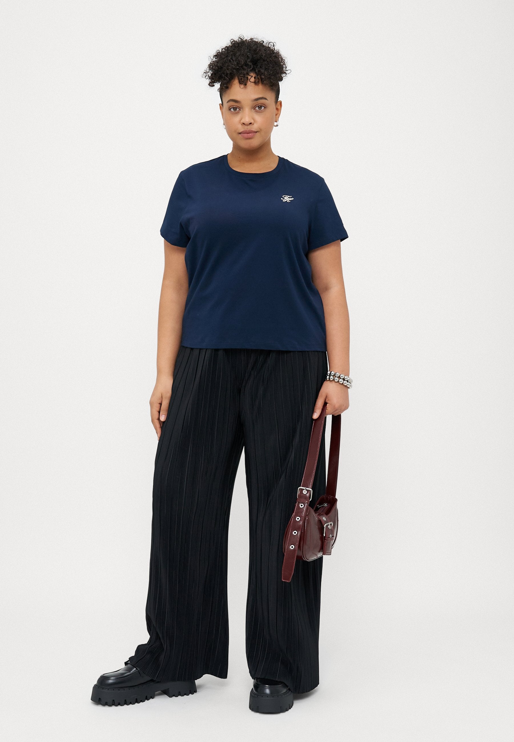 CURVE LOGO EMBROIDERY JERSEY CREW NECK T-SHIRT - Print T-shirt - dark night navy
