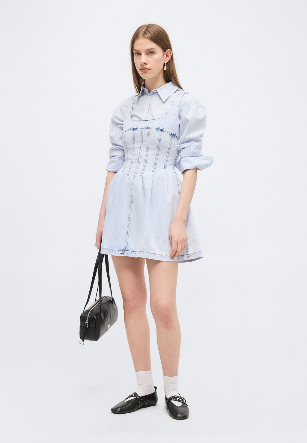 PLEAT SEAM DRESS  - Denim dress - denim light