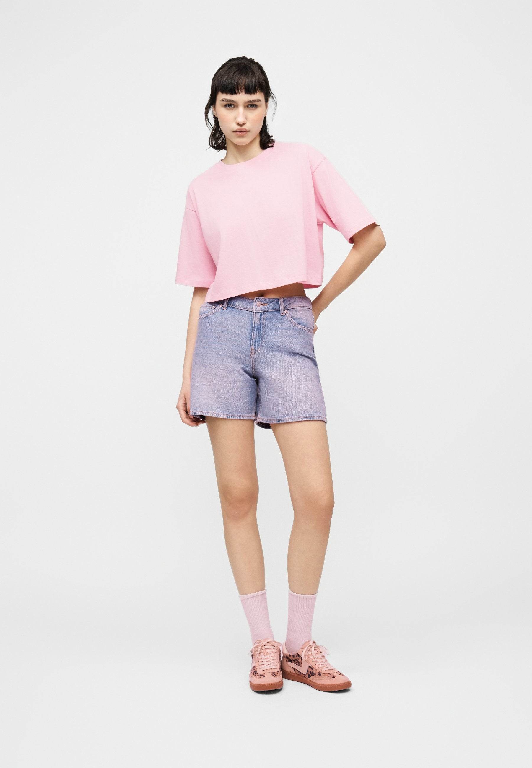 JXANDREA LOOSE KROP TİŞÖRT 2'Lİ PAKET - Basic Tişört - vintage haki/pembe leydi