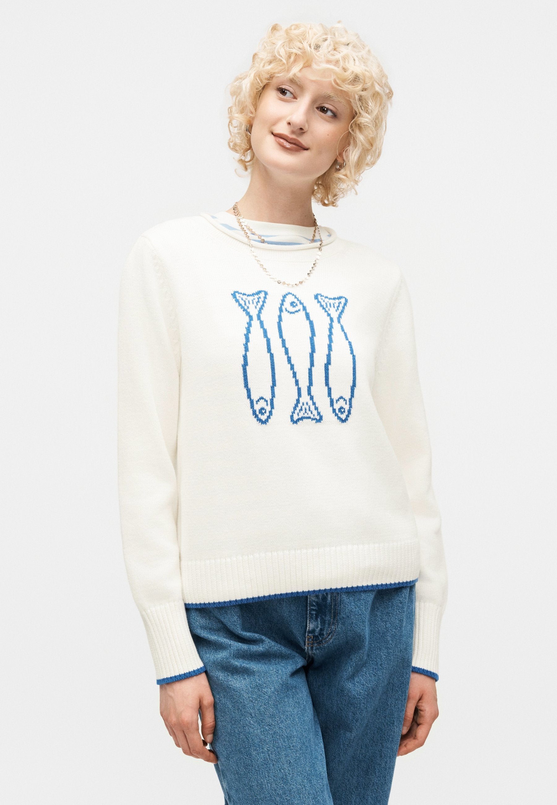 INTARSIA CREW - Jumper - white