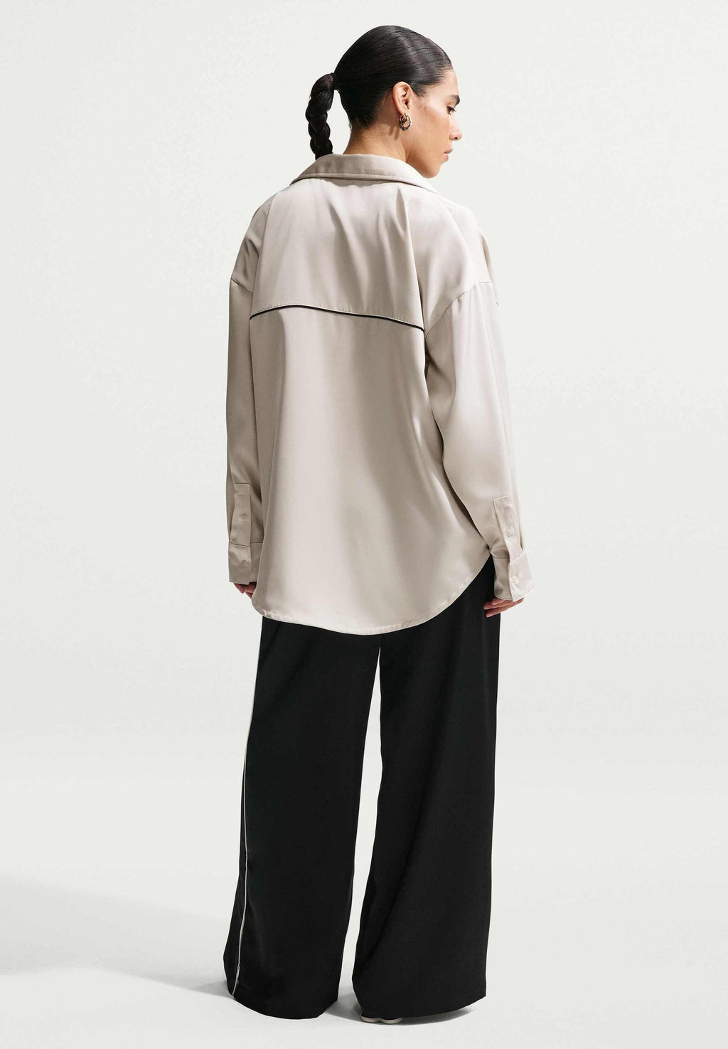 Button-down blouse - light bone/black