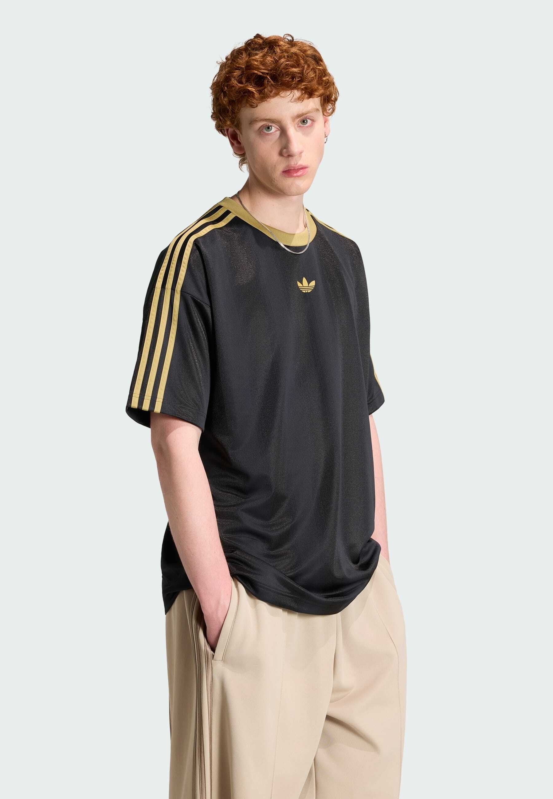 JACQUARD JERSEY - Print T-shirt - black   dark football gold