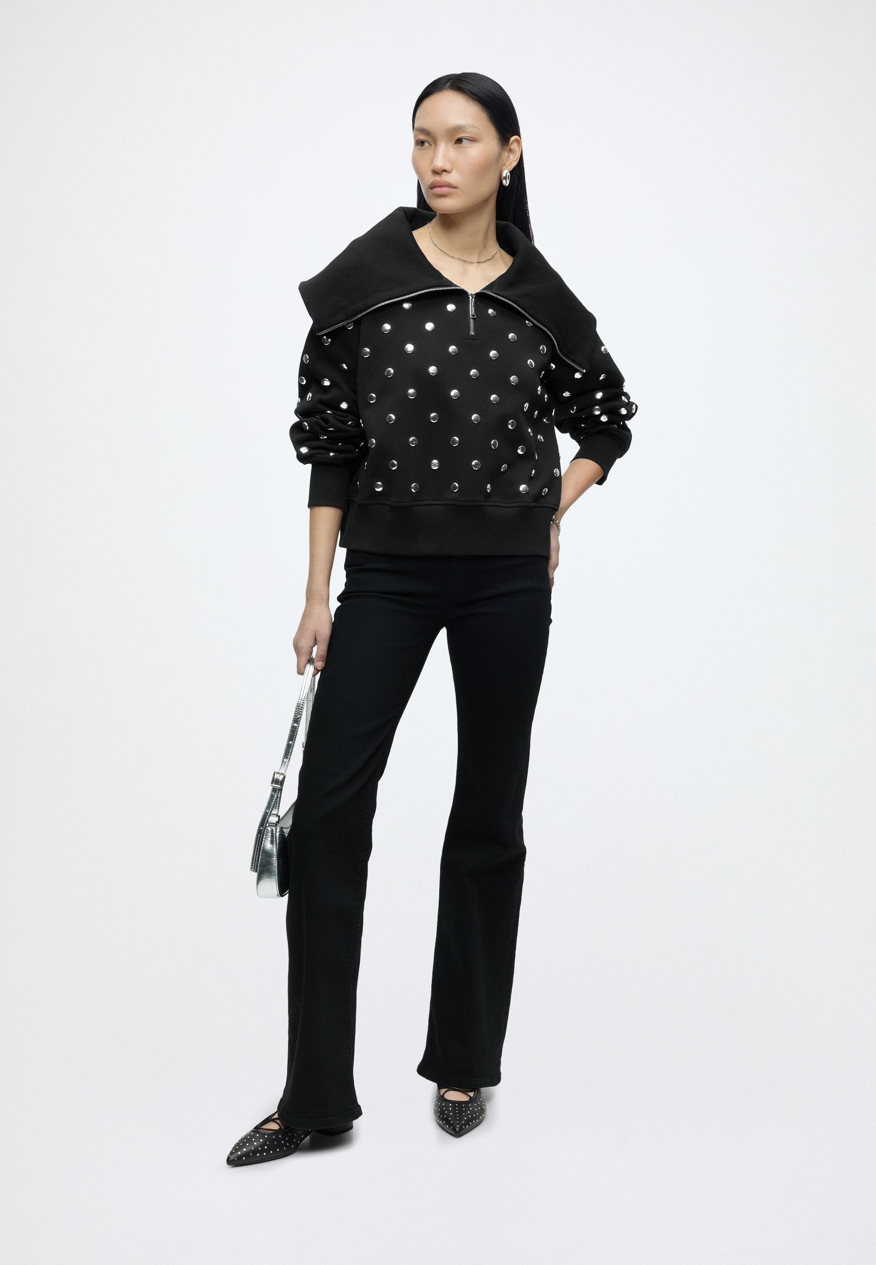 HALF ZIP UP SWEATSHIRT - Sweatshirt - black