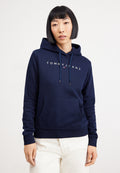 MOLLETON À CAPUCHE CORDON DE SERRAGE LOGO LINEAR - Sweat à capuche - bleu marine foncé