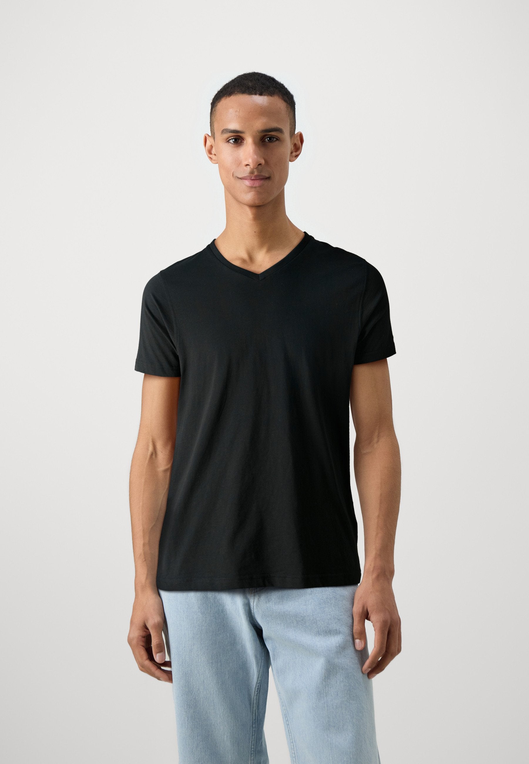 V NECK 2 PACK - Basic T-shirt - black