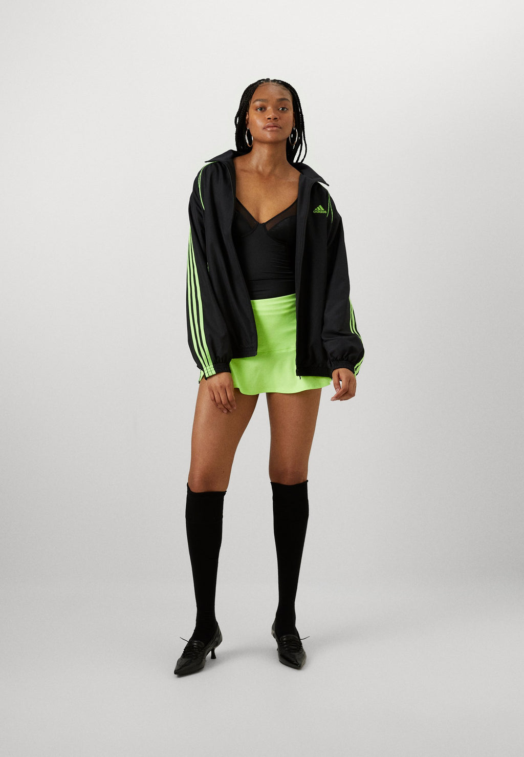 TEAMGEIST ADICOLOR - Light jacket - black/signal green