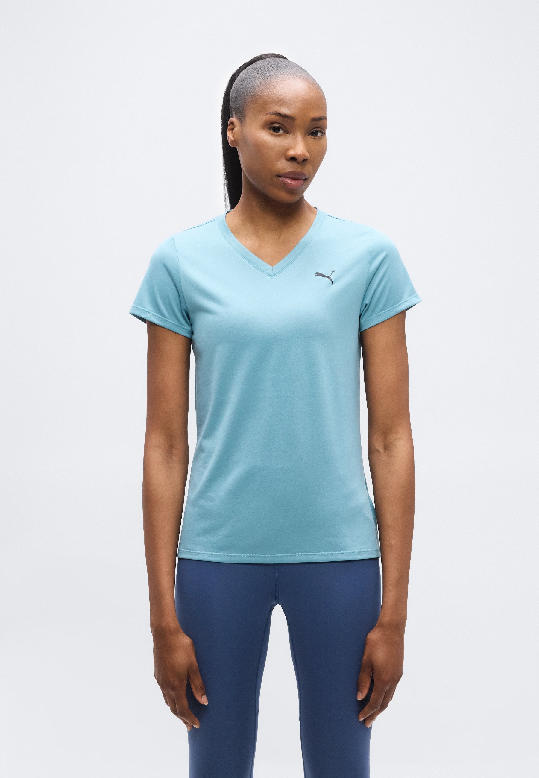 TAD ESSENTIAL V NECK TEE - Sports T-shirt - baltic sea blue