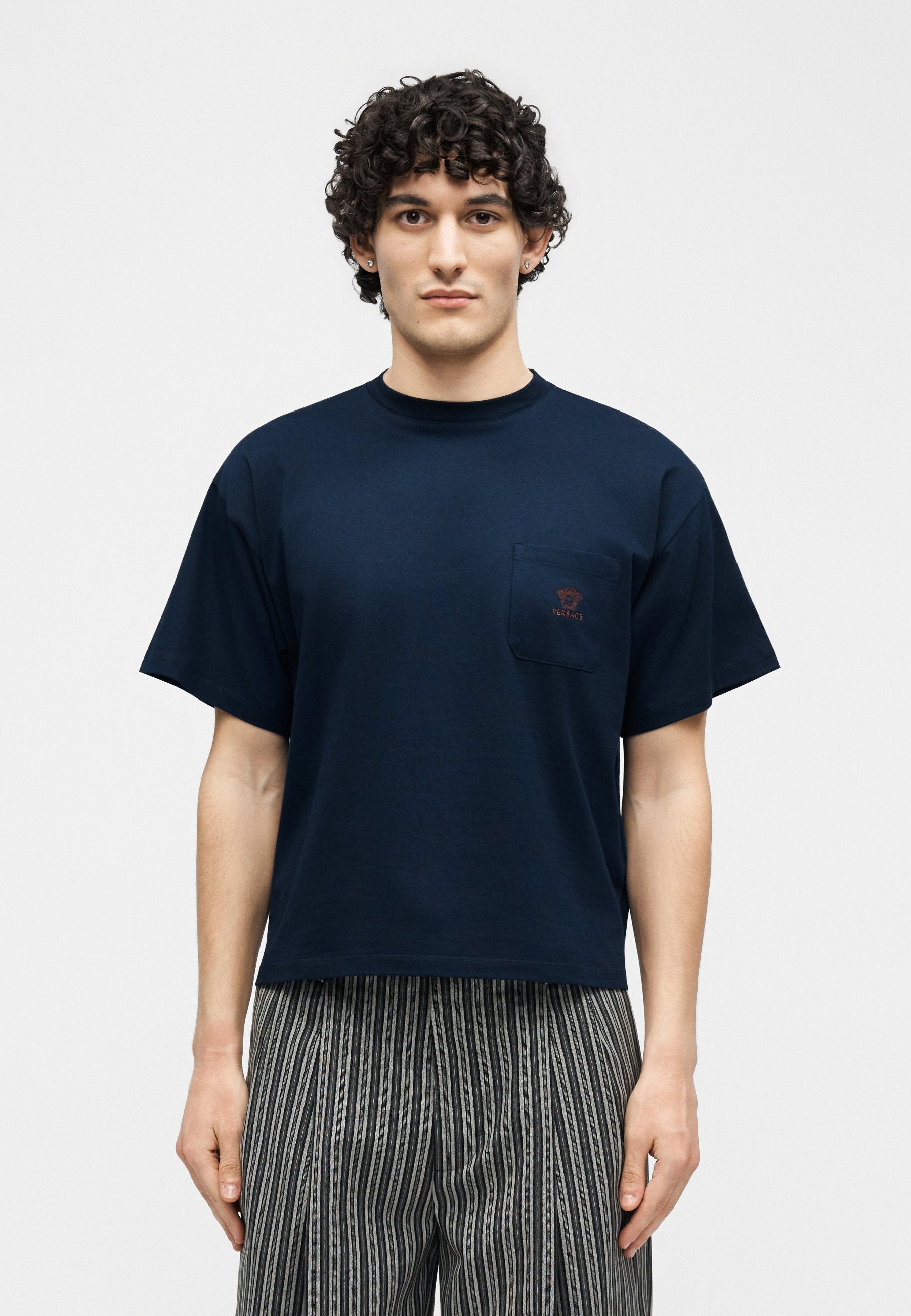 LOGO AND MEDUSA - Basic T-shirt - navy blue