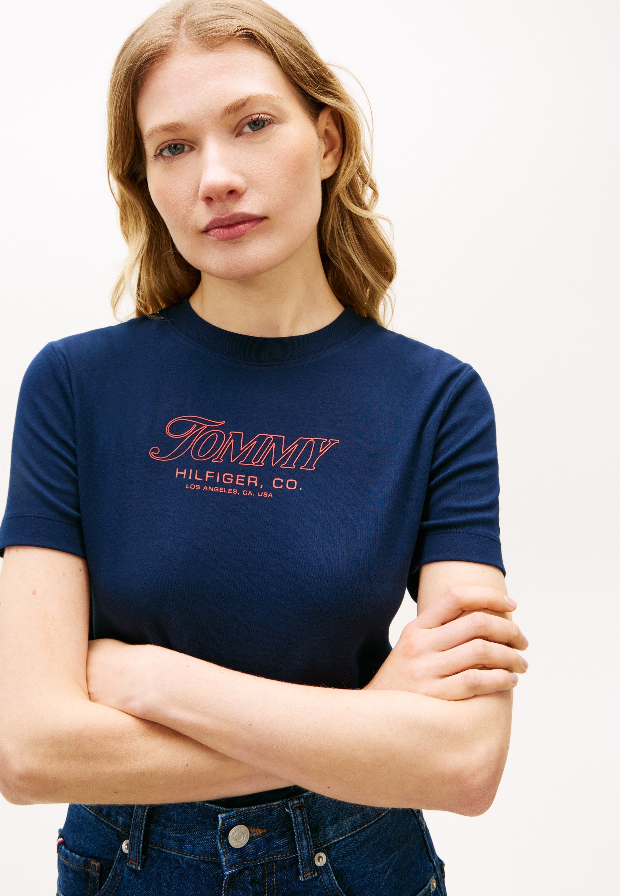 LOGO INTERLOCK KNIT T-SHIRT - Print T-shirt - dark night navy