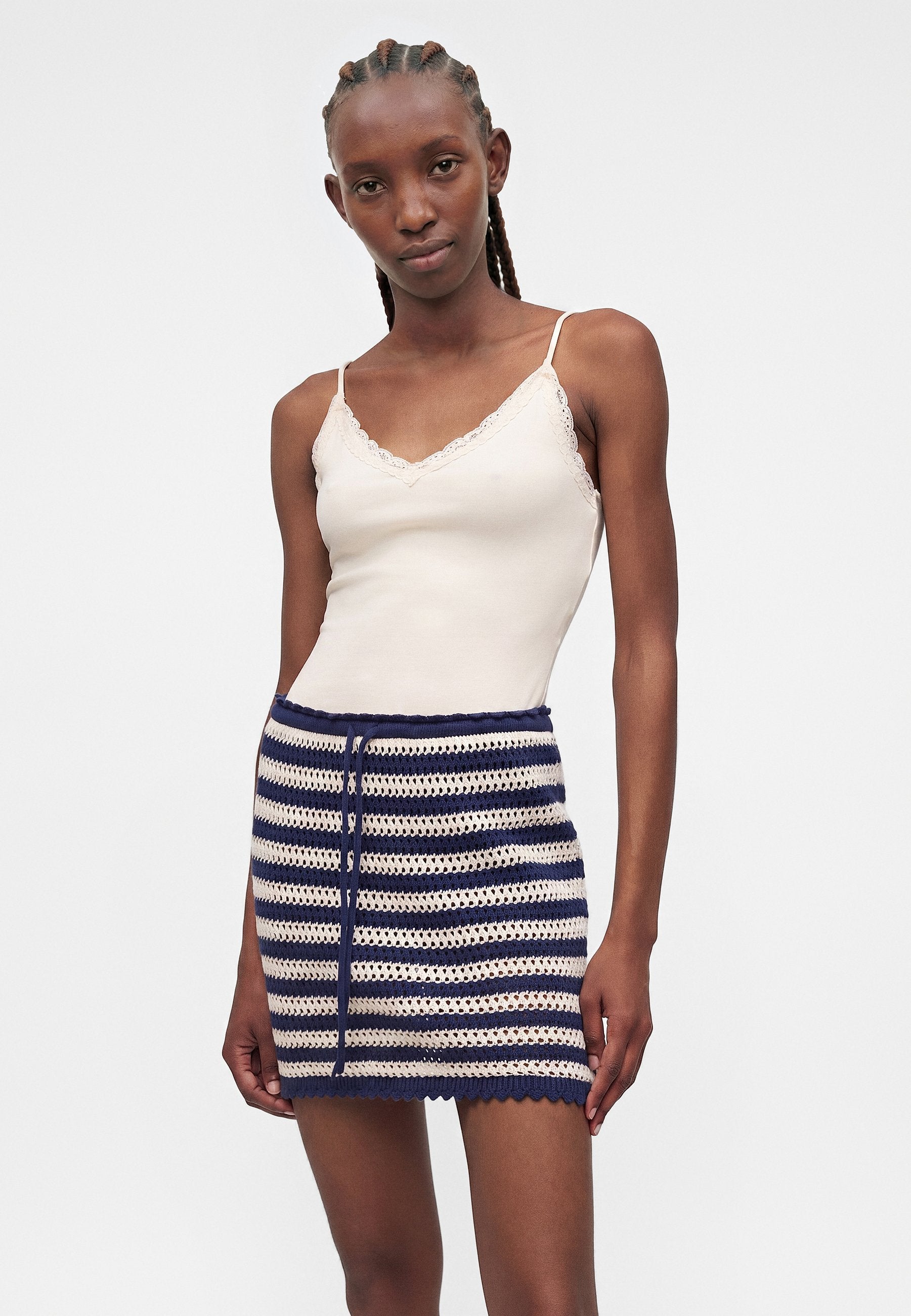 STRIPE MINI SKORT - Pencil skirt - navy