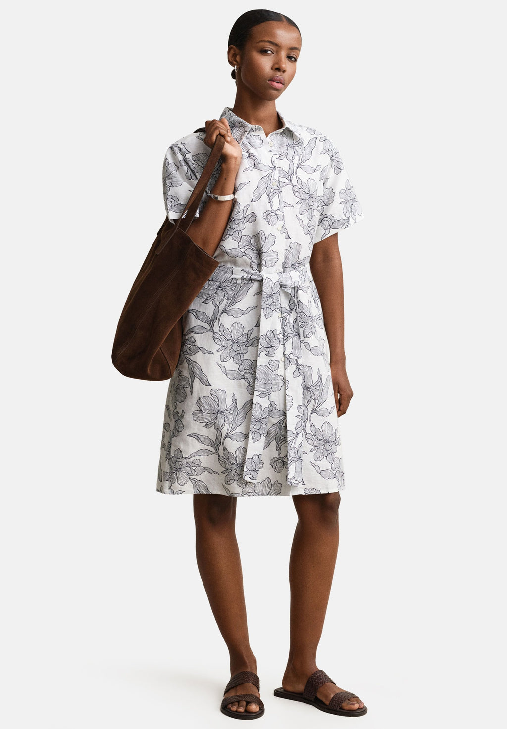 FLORAL PRINT SHIRT DRESS - Shirt dress - evening blue