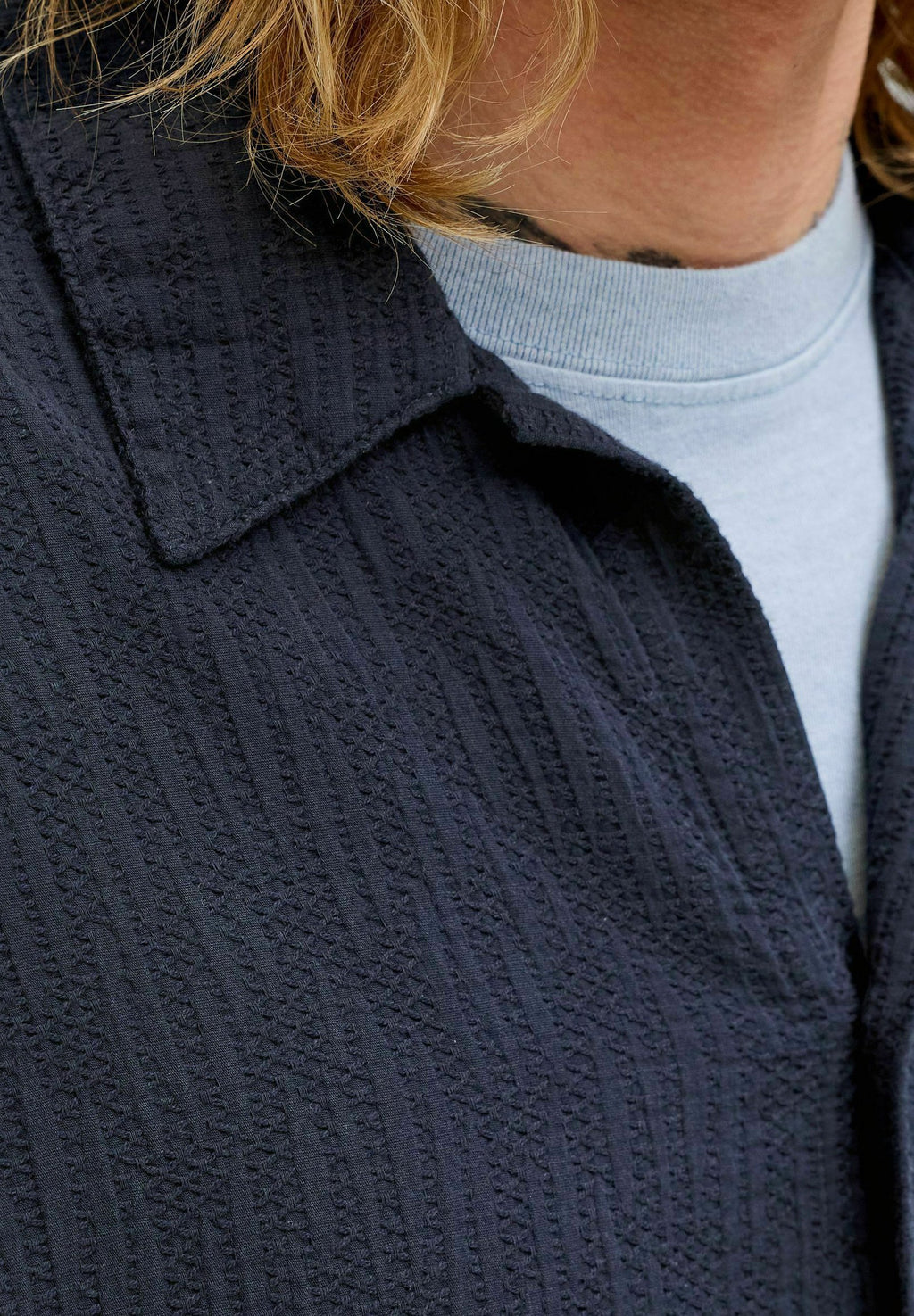JORMONTAUK WAVY TEXTURE SHIRT SS SN - Shirt - sky captain